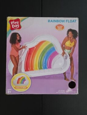 NEW Play Day Swimming Pool Rainbow Float 6ft Wide Cloud Shape Ages 9+